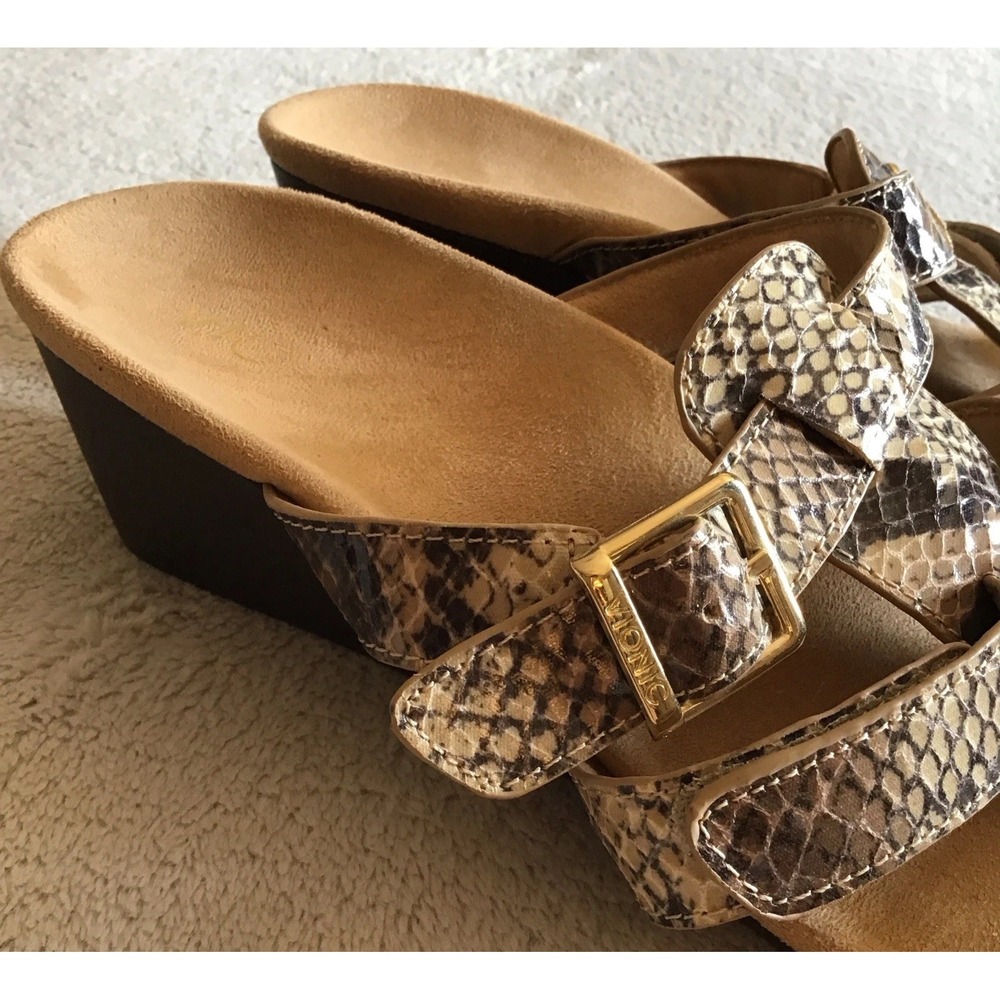 VIONIC Orthaheel PARK RADIA Strap Wedge Sandals * Natural Snake 🌺 Size 8 - Picture 10 of 11